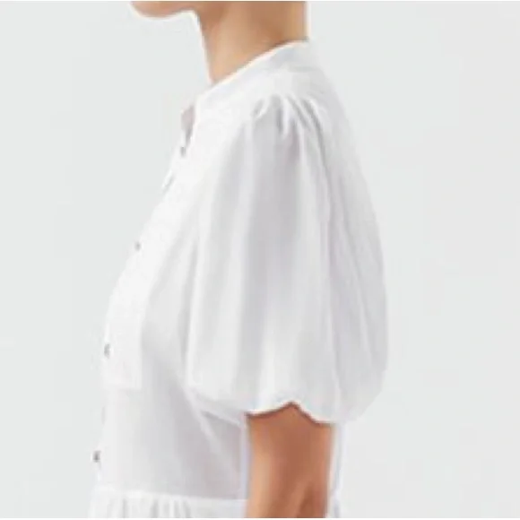 NWT BIRD & KNOLL MIKI DRESS white Maxi cotton voile Sz M $350 puff sleeves
